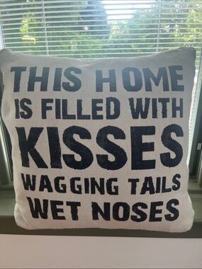 Home Accents Decorative Throw Pillow - Cream with Black Text